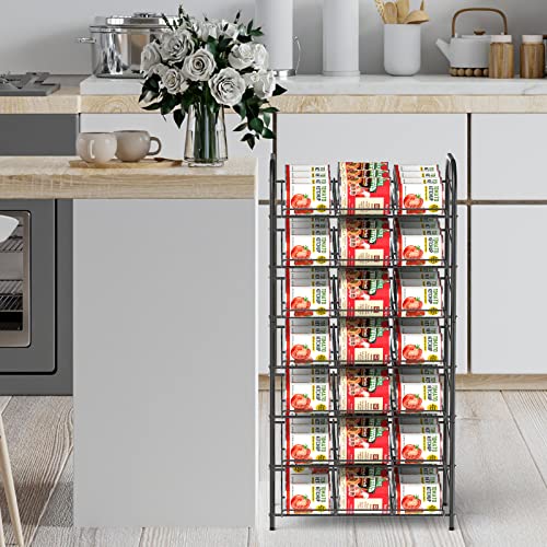 Can Rack Organizer 7 Tier Can Storage Dispenser Holds up to 84 Cans for Food Storage Can Storage Rack Holders for Kitchen Cabinet or Pantry, Black