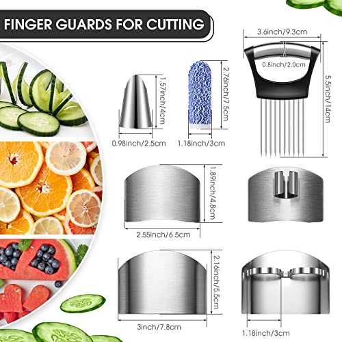 9 Pieces Finger Guard for Cutting Vegetables, Stainless Steel Finger Protector, Knife Finger Protector, Thumb Guard Peelers for Onion Holder Slicer Kitchen Tool Avoid Hurting When Slicing and Chopping