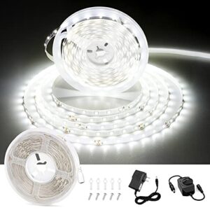 white led strip light, ct capetronix led light strip white, daylight bright led tape light, for bedroom, kitchen, closet, under cabinet, vanity mirror, indoor only (dimmer included).