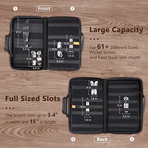 BRANTMAKER Knife Case, Knife Display Case for 61+ Pocket Knives, Knife Collection Case with Portable Shoulder Strap, for EDC Mini Knife / Fixed Blade Knife (Box Only)