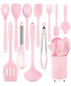 kitchen utensils set-12 pieces silicone cooking utensils set (dishwasher safe) 392°f heat resistant spatula set, nonstick cookware