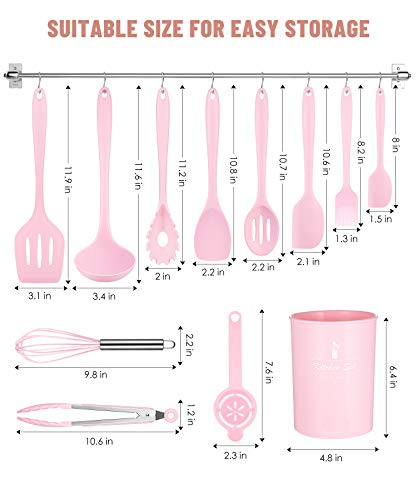 Kitchen Utensils Set-12 Pieces Silicone Cooking Utensils Set (Dishwasher Safe) 392°F Heat Resistant Spatula Set, Nonstick Cookware