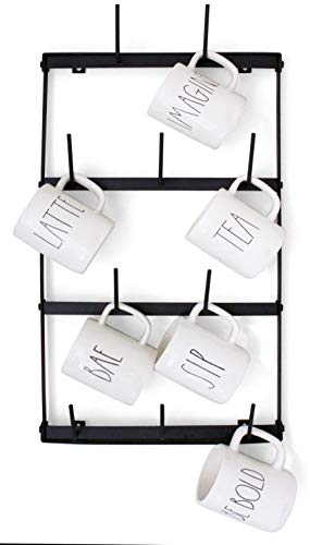 Claimed Corner Mini Coffee Mug Rack - 4 Row Metal Wall Mounted Storage Display Organizer for Coffee Mugs, Tea Cups, Mason Jars, and More.