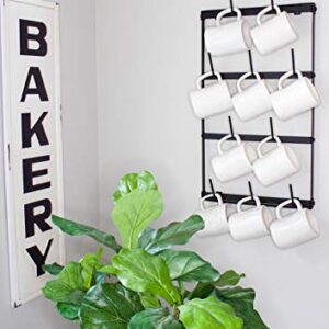 Claimed Corner Mini Coffee Mug Rack - 4 Row Metal Wall Mounted Storage Display Organizer for Coffee Mugs, Tea Cups, Mason Jars, and More.