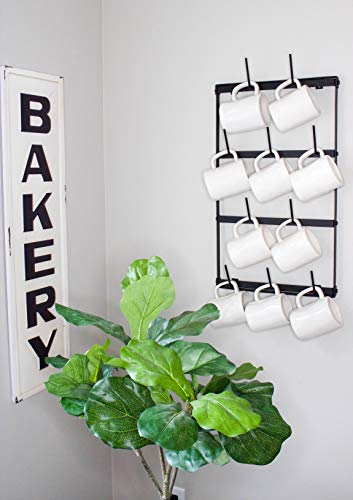 Claimed Corner Mini Coffee Mug Rack - 4 Row Metal Wall Mounted Storage Display Organizer for Coffee Mugs, Tea Cups, Mason Jars, and More.