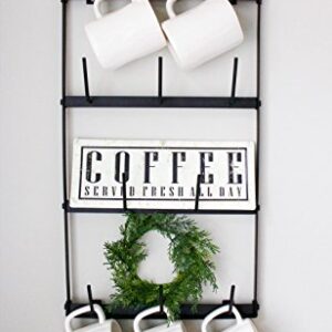 Claimed Corner Mini Coffee Mug Rack - 4 Row Metal Wall Mounted Storage Display Organizer for Coffee Mugs, Tea Cups, Mason Jars, and More.