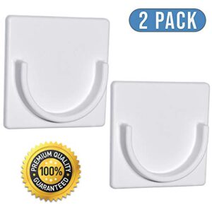 Adherion Adhesive Shower Curtain Rod Holder | Rod Retainer | Bathroom Tension Rod Wall Mount Brackets | No Drilling | Stick On | 3M Adhesive | White | 2 Pack | Shower Curtain Rod not included |