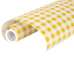 gow4u decorative gingham dresser drawer shelf liner self adhesive vinyl contact paper for kitchen cabinets pantry refrigerators arts crafts decal (yellow, 17.7×117 inches)