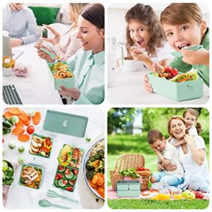 Housmile Bento Box Adult Lunch Box, Stackable Bento Lunch Box Container with Accessories, Built-in Utensil Set, Bento Box Kit with Bag, BPA-Free, Microwave Safe, Leak-Proof Lunchbox for Work, Picnic