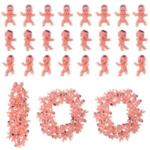 selizo mini plastic babies, 100pcs tiny plastic babies small baby king cake babies for ice cubes baby shower game (1 inch)