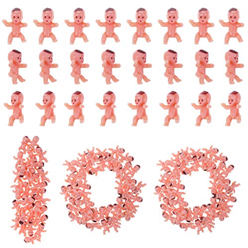 selizo Mini Plastic Babies, 100pcs Tiny Plastic Babies Small Baby King Cake Babies for Ice Cubes Baby Shower Game (1 Inch)