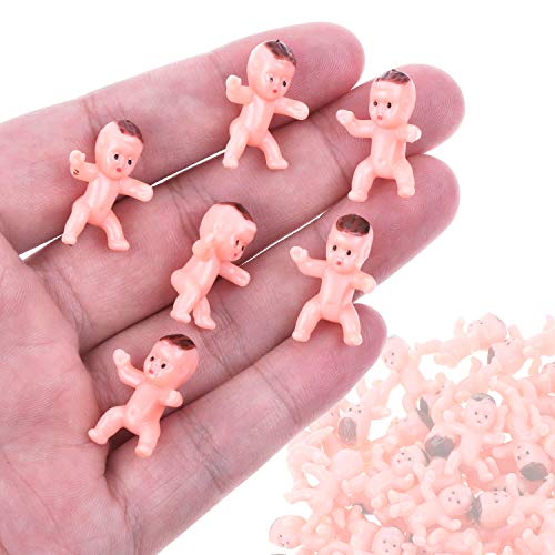 selizo Mini Plastic Babies, 100pcs Tiny Plastic Babies Small Baby King Cake Babies for Ice Cubes Baby Shower Game (1 Inch)