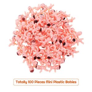 selizo Mini Plastic Babies, 100pcs Tiny Plastic Babies Small Baby King Cake Babies for Ice Cubes Baby Shower Game (1 Inch)