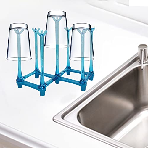 Retractable Cup Drying Rack Drinking Glass Holder Bottle Drying Holder Sports Bottle Drainer Stand Plastic Bag Dryer and Mug Tree Cup Stand Tray Holder for Kitchen,Office (Random Color)