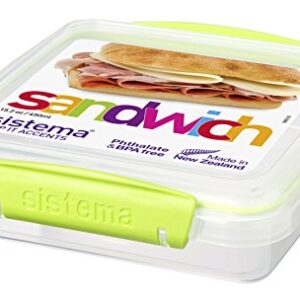 Sistema KLIP IT Accents Collection Sandwich Box Food Storage Container, 15.2 oz./0.5 L, Color Received May Vary