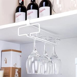 linfidite wine glass rack under cabinet no drilling stemware rack hanger wine glass holder kitchen hanging glass storage rack organizer,white