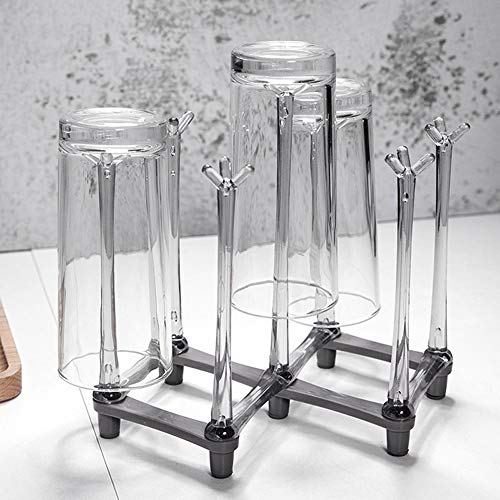 Yesland 2 Pack Retractable Cup Drying Rack, Plastic Non-slip Bottom Mug Tree Holder Organizer Rack Stand for Drinking Glass and Sports Bottle Drainer for Kitchen