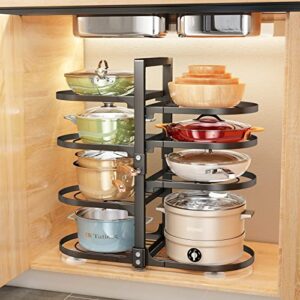 pots and pans organizer for cabinet, pxrack 8 tier snap-on and adjustable pan organizer rack for under cabinet, pot organizer for kitchen organization & storage, rustproof pot lid organizer (8 tier)