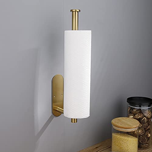 Under Cabinet Paper Towel Holder - Self Adhesive Paper Towel Roll Holder Wall Mount, Rose Gold SUS304 Stainless Steel Towel Paper Holder for Kitchen, Bathroom, Cabinets