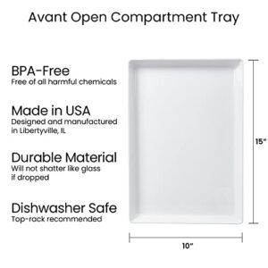 US Acrylic Avant 15" x 10" Plastic Stackable Serving Tray in White | Set of 3 Appetizer, Charcuterie, Food, Snack, Dessert Platters | Reusable, BPA-Free, Made in The USA