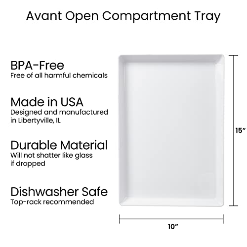 US Acrylic Avant 15" x 10" Plastic Stackable Serving Tray in White | Set of 3 Appetizer, Charcuterie, Food, Snack, Dessert Platters | Reusable, BPA-Free, Made in The USA