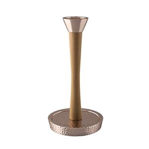 NuSteel nu Steel TG-KPTH-17CH Hammered Copper Standing Easy One-Handed Tear Kitchen Dispenser with Weighted Base for Standard Paper Towel Holder Wall Mount, Polished Wood