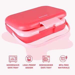 havinoo Bento Lunch Box for Kids, Girls, Boys, Toddlers, 3.7 Cups 4 Compartments Lunch Containers, Ideal Kids Lunch Box for Children, Microwave, Dishwasher, Freezer Safe, Leak-Proof, BPA-Free Pink