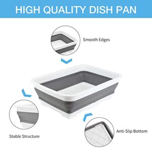 Collapsible Wash Basin Multiuse Dish Pans Space Saving Portable Dish Tub Ice Bucket with 10L Capacity for Camping Outdoor Kitchen Storage by THANSTAR, Grey
