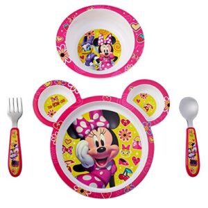 the first years disney minnie mouse dinnerware set – easter basket stuffers – toddler plates and toddler utensils- 4 count