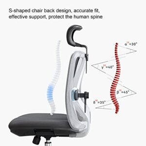 SIHOO Ergonomic Office Chair, Big and Tall Office Chair, Adjustable Headrest with 2D Armrest, Lumbar Support and PU Wheels, Swivel Computer Task Chair for Office, Tilt Function Computer Chair