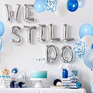 Royal Blue Confetti Latex Balloons, 50pcs 12 inch Light Blue Baby Blue and White Party Balloons for Birthday Wedding Party Decoration