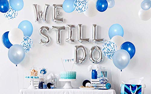 Royal Blue Confetti Latex Balloons, 50pcs 12 inch Light Blue Baby Blue and White Party Balloons for Birthday Wedding Party Decoration