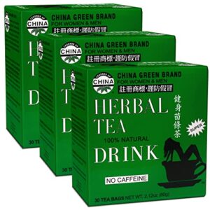 uncle lee’s china green herbal tea, no caffeine, 100% natural, 30 count (pack of 3)