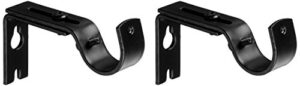 amazon basics adjustable curtain rod wall bracket hooks, set of 2, black