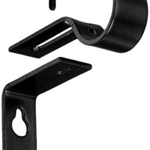 Amazon Basics Adjustable Curtain Rod Wall Bracket Hooks, Set of 2, Black