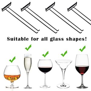 AMUFYSHH 4 Packs Wine Glass Holder Stemware Rack Wall Mountable Heavy Duty Thick Wrought Iron Black 12 Inch