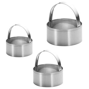 3 pieces round biscuit cutter with handle – stainless steel round circle doughnut cutter baking molds assorted size