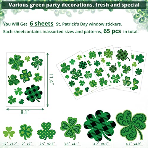 St Patricks Day Window Clings, Double-Side Quality Printed Shamrock Decorations for St Patrick's Day, Lucky Irish Decals Party Ornaments…