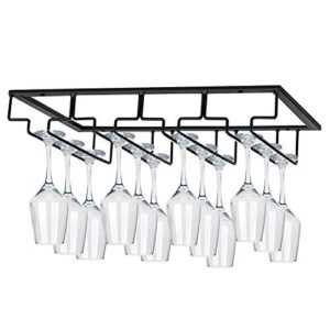 mocoum wine glasses rack under cabinet stemware rack,wine glass hanger rack wire wine glass holder storage hanger for cabinet kitchen bar (4 rows)