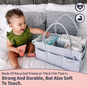 PUTSKA Baby Diaper Caddy Organizer Nursery Basket - A Baby basket gift registry for baby shower list. This is a baby must haves essentials. Neutral baby stuff for newborn boy nursery decor or girl