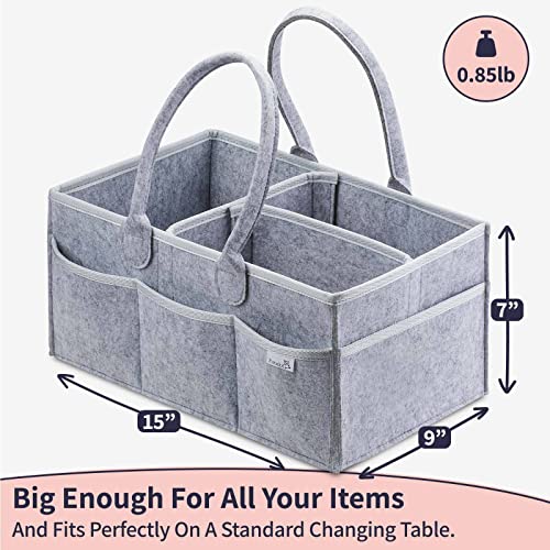 PUTSKA Baby Diaper Caddy Organizer Nursery Basket - A Baby basket gift registry for baby shower list. This is a baby must haves essentials. Neutral baby stuff for newborn boy nursery decor or girl