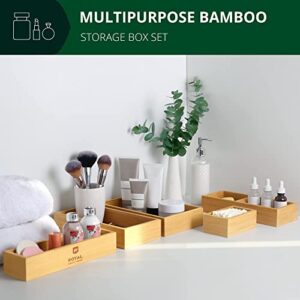 ROYAL CRAFT WOOD Luxury Bamboo Drawer Organizer Storage Box, Bin Set - Multi-Use Drawer Organizer for Kitchen, Bathroom, Office Desk, Makeup, Jewelry (5 Boxes)