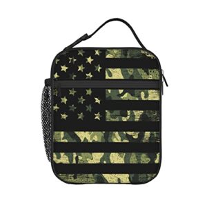 prelerdiy camouflage american flag lunch box – camo insulated lunch bags for women/men/girls/boys detachable handle lunchbox meal tote bag