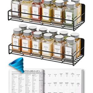 Neatsure 2 Pack Magnetic Spice Rack with 24 Spice Jars, 400 Spice Labels and Funnel, Alternative to Magnetic Spice Tins Containers, Refrigerator Fridge Shelf Organizer