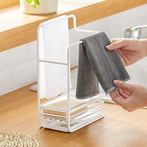 Poeland Sponge Holder with Drain Pan, Kitchen Sink Caddy Organizer for Sponge Brush Soap Dish Dishcloth Rack