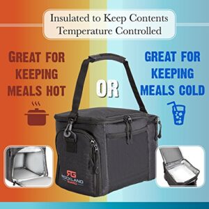 Rockland Guard - Insulated Meal Prep Bag Cooler - Portable Hot or Cold Lunch Box for Meal Management at Work, Gym or Travel. (Black)