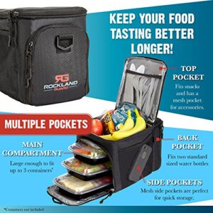 Rockland Guard - Insulated Meal Prep Bag Cooler - Portable Hot or Cold Lunch Box for Meal Management at Work, Gym or Travel. (Black)