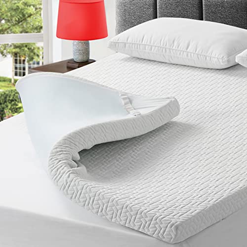 3 Inch Gel Memory Foam Mattress Topper Queen Size , Cooling Mattress Pad Cover for Back Pain, Bed Topper with Removable Bamboo Cover，Soft & Breathable