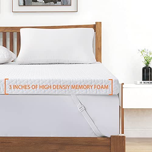 3 Inch Gel Memory Foam Mattress Topper Queen Size , Cooling Mattress Pad Cover for Back Pain, Bed Topper with Removable Bamboo Cover，Soft & Breathable