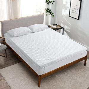 3 Inch Gel Memory Foam Mattress Topper Queen Size , Cooling Mattress Pad Cover for Back Pain, Bed Topper with Removable Bamboo Cover，Soft & Breathable